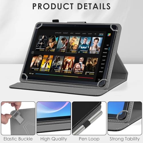KATUMO Folio Leather Universal Case for 9.6-11 Inch Tablet, Black — view 4