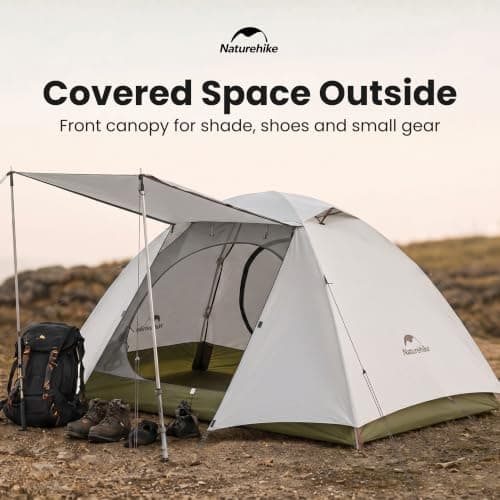 Naturehike Cloud-Creek Series 3 Person Tent – Lightweight Waterproof Camping & Backpacking Tent with Aluminium Poles, UPF50+ & Double Layer Design White — view 5
