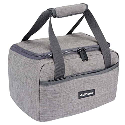 edihome, Insulated Lunch Bag, Cool Bag, 8l, for School, Travel, Picnic or Work, Kids and Adults, Portable, with Handles, Available in Black, Blue, Grey and Brown (Grey)