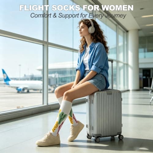 BISOUSOX Compression Socks for Women 15-20 mmHg Support Flight Socks — view 6
