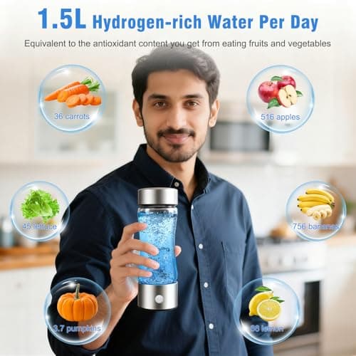Hydrogen Water Bottle 420ML, 3-Min Hydrogen Water Generator with USB Rechargeable Battery, SPE Tech Electrolysis, Portable Hydro Bottle for Home Office Gym Travel — view 4