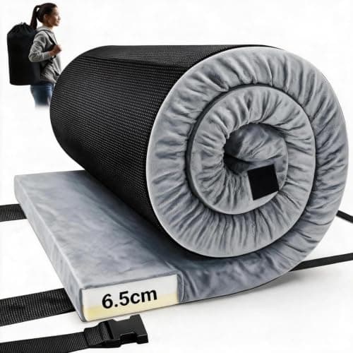 TANGZON 6.5cm Camping Mattress, Memory Foam Roll Up Sleeping Mat