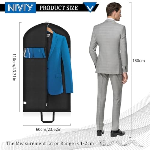 Niviy Suit Bags 110 x 60cm, Foldable Garment Cover with Handles 2 Pack — view 2