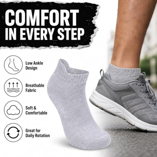 Men's Trainer Socks 12 Pack Cushioned Breathable Athletic Running Socks — view 3