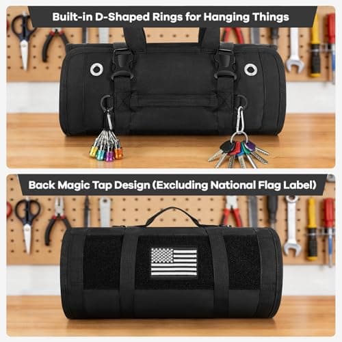 LASUK Heavy Duty Tool Roll Bag 52×33 CM with Magnetic Wristband, Black — view 5