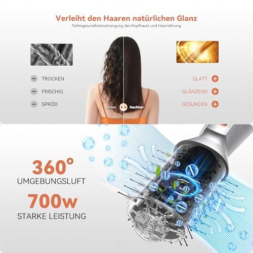 StyleFi Hair Brush Dryer, Double Voltage Hair Dryer Brush-Light Grey — view 5