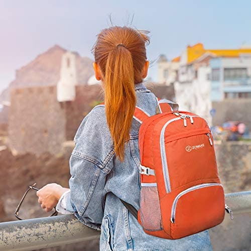 ZOMAKE Lightweight Foldable Backpack Packable Rucksack (30L/Orange) — view 6