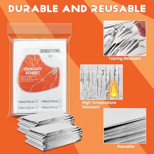 Clickinline 20 PCS Emergency Foil Blanket – 83" x 51" (210 x 130 cm) Thermal Survival Blanket Reflective for Outdoors, Hiking, Camping, Marathons or First-Aid, Survival Kit Emergency Supplies — view 5