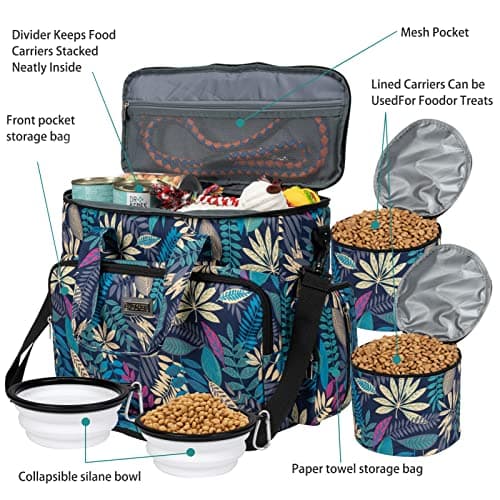 BAGLHER Dog Travel Bag, Pet Travel Bag (All Pet Travel Supplies), Pet Supplies Dogs, with 2 Pet Food Containers and 3 Foldable Silicone Bowls; Essential Kits for Pet Travel — view 5