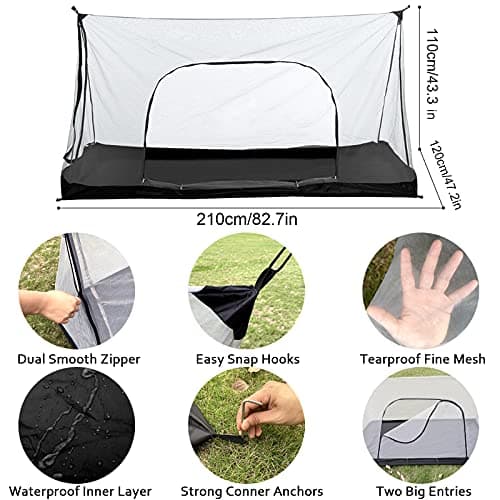 Anvin Trekking Pole Tent Mosquito Netting Tent Breeze Mesh with Good Ventilation Trekker Backpacking Tent for 2 Person with Waterproof Oxford Floor for Bugs(210cmx120cmx110cm) — view 2