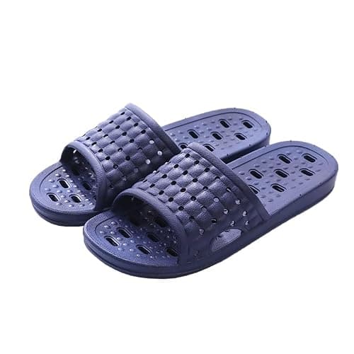 JIJIe Breathable Non-Slip Bathroom Slippers for Women & Men - Dry Quickly, Perfect for Showers, Travel or Home Use - Navy Blue, EU42/43
