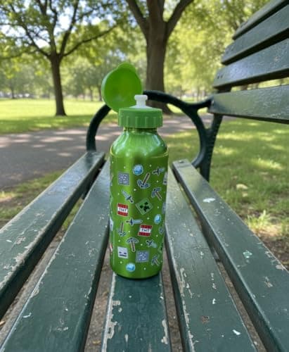 Minecraft Aluminium Water Bottle Set – Pack of 3 Assorted Designs, 500ml Leak-Proof Screw Cap, BPA-Free, Lightweight & Durable for Kids, School, Sports, Travel, Green — view 3