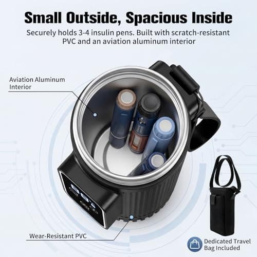 VexNook Electric Insulin Cooler Travel Case – Portable Medical Cooler with High-Capacity Battery, Intelligent Temperature Control, Rugged Aluminum Interior Holds 3-4 Insulin Pens and Cartridges — view 5