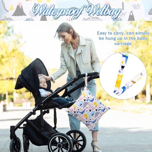 GSrenyu 2 Pcs Wet Bag for Swimming,Waterproof Baby Wet Bag,Reusable Nappy Bag Organiser,Washable Wet Dry Bag for Swimming Camping Travel Beach — view 4