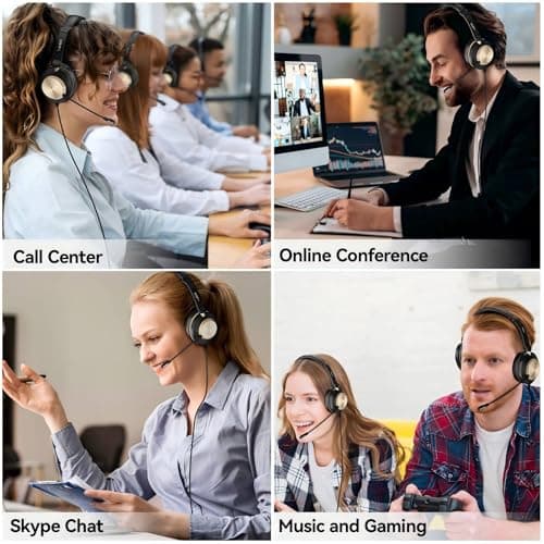 Wantek USB Headset with Microphone for Laptop,PC Headphones with Noise Cancelling Mic,USB-A/Type-C/3.5mm Jack 3-in-1 Computer headsets with Volume Control & Mute for Zoom,Skype,Call Centre,Home Office — view 6