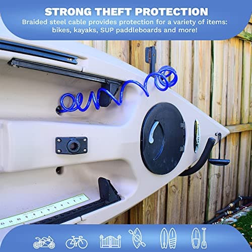 DocksLocks Weatherproof Coiled Security Cable Lock (5ft to 25ft Lengths) with Resettable Combination, Anti-Theft Protection for Kayaks, Bikes, Paddleboards, Scooter, Equipment, Bicycles and More 5ft — view 2