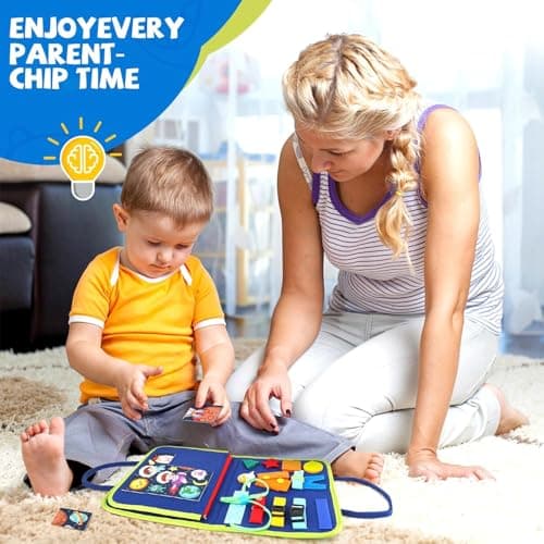 LATERN Busy Board Montessori Toy for Kids, 28CM x 21CM Educational Learning Activity Sensory Board Developing Sensory Fine Motor Skills Toy for Boys Girls Gift Plane Car Travel (Blue) — view 6