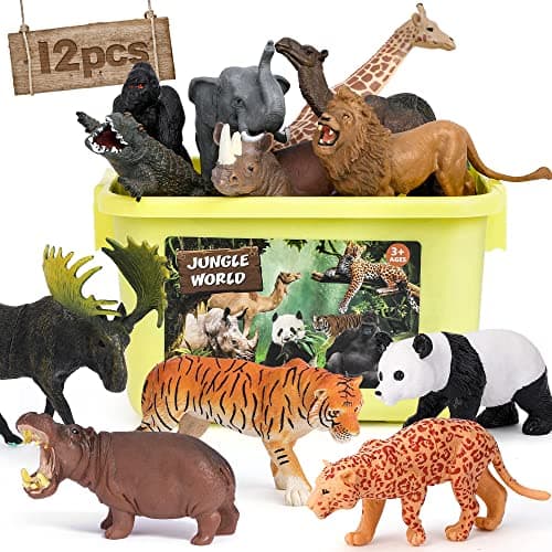 FRUSE Safari Animal Figures Toys with 12 PCS Jumbo Zoo Animals for Kids 3-5
