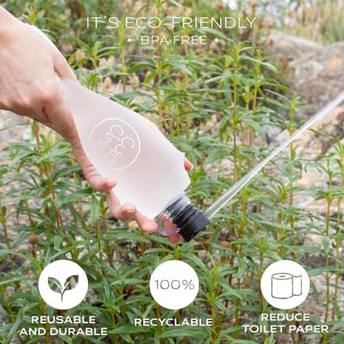 CuloClean Portable Bidet with Flexible Bottle (500ml, 16.9 fl oz) - Ideal for Travel, Hiking, Toilet or Camping. Ultralight (34g, 1.2 oz). Includes CuloClean (Black), Flexible Bottle, and Hanger — view 4