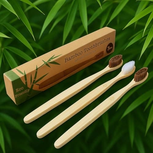 3-Pack Eco-Friendly Bamboo Toothbrushes – Organic, Biodegradable, BPA-Free with Medium Soft Bristles | Sustainable Zero-Waste Family & Travel Gift — view 6
