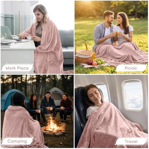 MOONLIGHT20015 Fleece Blanket Throws for Sofas Single - 400 GSM Fluffy Pink Blankets for Bed Couch and Travel - Silk Touch Warm Soft Cosy Throw for Adults Kids Fit All Season, 130x150 cm — view 6