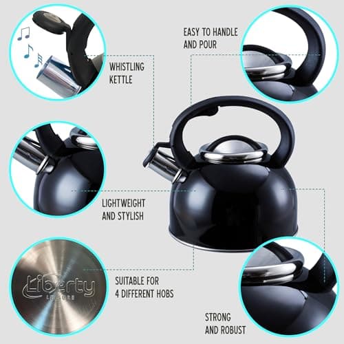 Liberty Leisure 2.5L Black Whistling Kettle - Stainless Steel Camping Kettle for Gas Stove - Portable Kettle for Travel, Hiking, Caravan, Motorhome & Camping Essentials — view 2