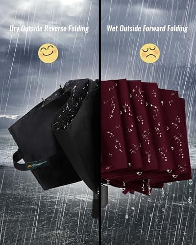 Chakipee Umbrella Windproof Strong Travel Compact Automatic Large Black Folding Umbrellas for Wind and Rain Resistant - Portable 210T Fabric - 10 Ribs Durable For Mens Women Umbrella — view 5