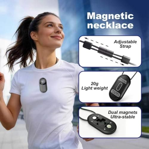 fceoul Mini Wearable Body Camera, 26g Lightweight Thumb POV Vlog Camera with 16GB Memory Card, 1.0" Screen & Magnetic Mount for Motorcycle Helmet, Cycling, Pets Travel — view 2