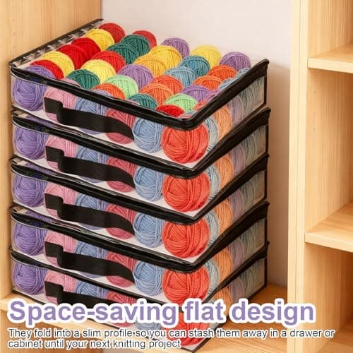 6 Pcs Yarn Storage Knitting Bag, Dust-Proof Wool Storage Bag Clear Clothes Bags Organizer Clothesbed Quilt Organizer Knitting Organizers with Zips for Skeins of Yarn — view 5