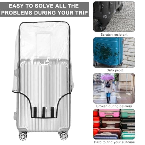 DAWRIS 3Pcs Clear Suitcase Covers 20+24+28 Inch PVC Luggage Covers for Suitcases Waterproof Suitcase Protector Away from Scratch Dyeing Transparent Luggage Protector for Business Trip Daily Using — view 4