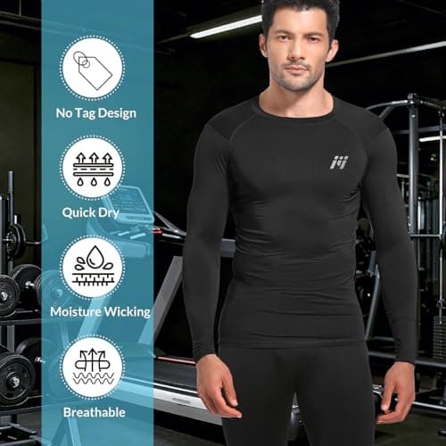 MEETWEE Men UPF50+ Rash Guard Vest Long Sleeve, Compression Shirt Base Skin Layer UV Top Swim Shirt Sun Protection Watersport Surfing Fishing Black — view 4