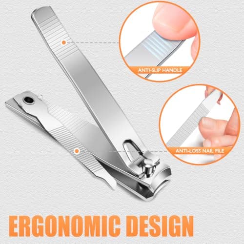 Finger Nail Clippers Adult - DRMODE 8 Pack Nail Clippers Bulk for Men Women Sharp Stainless Steel Travel Mini Toenail Clippers and Fingernail Clipper Set Curved Cutter Trimmer with Nail Cleaner/File — view 6