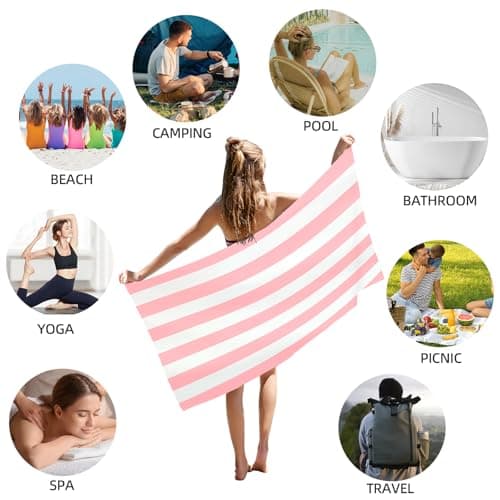 CNMTCCO Large Beach Towel for Adults with Bag - Quick Dry Microfibre - 100% Recycled Towel - Sand Free, Lightweight, Compact (160x90cm, 63x35in) (Pink) — view 6