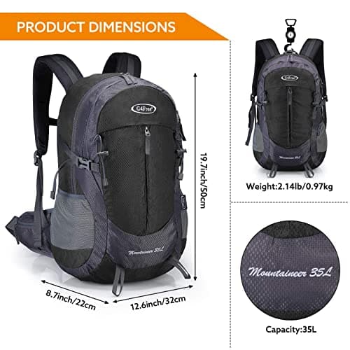 G4Free 35L Waterproof Hiking Backpack Outdoor Rucksack Trekking Daypack for Camping Hiking Backpacking Climbing with Rain Cover — view 2