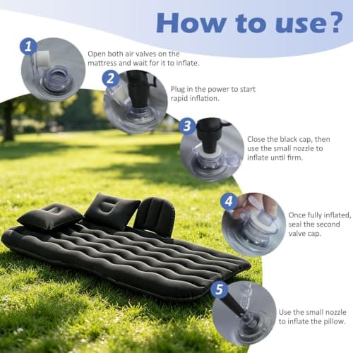 Car Air Mattress With Backrest,12V Pump,2 Pillows & Storage Bag For Camping — view 5