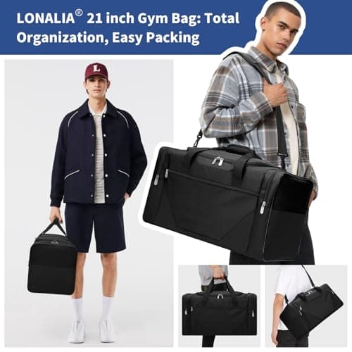 LONALIA 45L Duffel Bag, 21 inch, Black — view 6