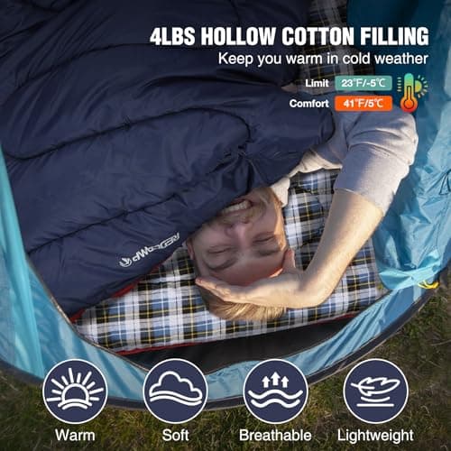 REDCAMP Extra Large Thick Flannel Sleeping Bag for Adult Winter,4lbs Nlue — view 4
