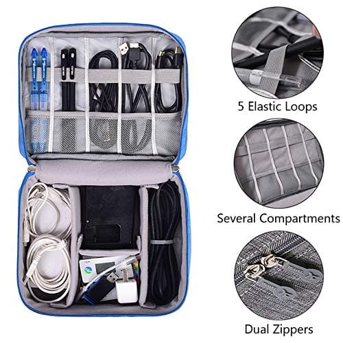 Kaxich Electronics Accessories Bag Travel Gadget Bags Portable Cable Organizer Case Waterproof Universal for Adapters Memory Cards, USB Cables — view 4