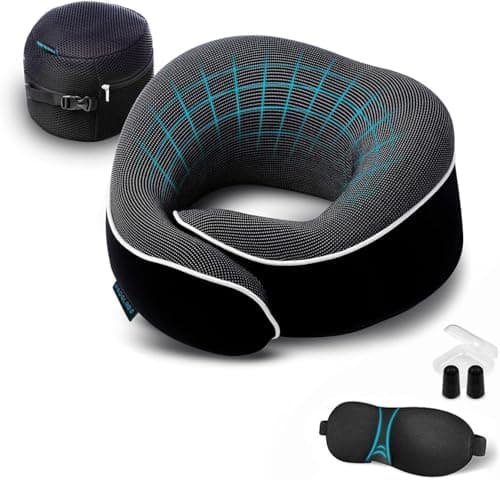 Proglobe Neck Pillow for Travel, Memory Foam, Long Haul Flights, Black