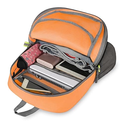 Jedebartey Rucksack, 20L Ultra Lightweight Backpack Foldable Hiking Daypack Small Travel Day Bag for Men Women Kids Outdoor Sports Camping Mountaineering Walking Cycling Climbing (Orange) — view 4