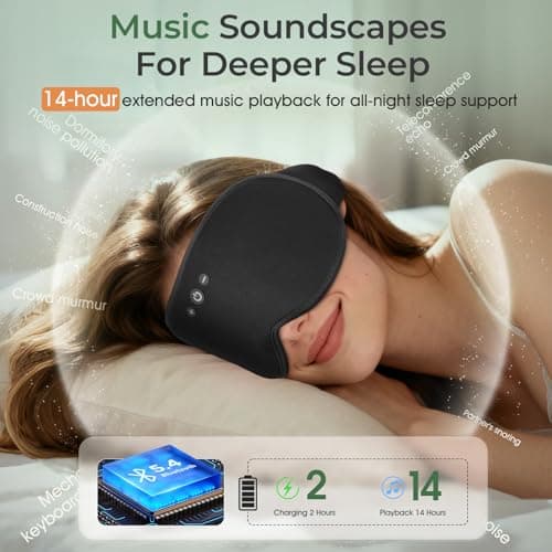 MUSICOZY Bamboo Cotton 3D Weighted Sleep Mask Headphones for Side Sleepers — view 5