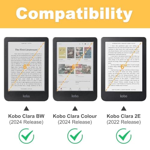 E NET-CASE Case for 6 Inch Kobo Clara BW (2024) / Kobo Clara Colour (2024) / Kobo Clara 2E (2022) eReader - Premium PU Leather Protective Case Auto Sleep/Wake with Card Slot & Hand Strap Black (Brown) — view 2