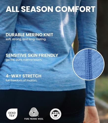 100% Merino Wool Base Layer Womens Set - Thermal Underwear Womens + Socks (Small, 165 Charcoal) — view 4