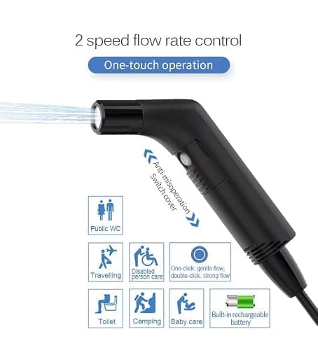 Portable Bidet for Travel & Camping - Electric Handheld Bidet Sprayer for Women & Men | Muslim Shower Shattaf | 2.5L Tank | 1.2m Hose | USB Rechargeable 800mAh | Postpartum & Personal Hygiene — view 3