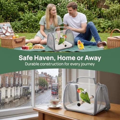 Bird Travel Carrier 26cm Plastic Portable Cage with Perch and Tray — view 2
