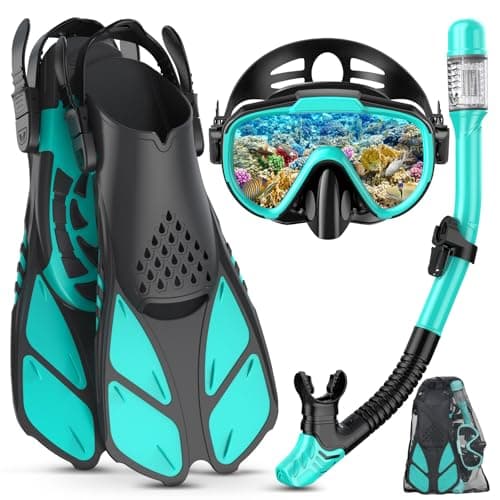 Lealinga Snorkel Set Adults with Flippers, Anti-Fog Snorkel Set