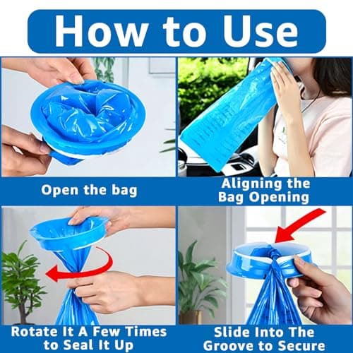 YAYODS 60 Pack Vomit Bags, 1000ml Sick Bags for Car Travel, High Density Emesis Bag for Car Motion Sickness Airsick, Morning Sickness, Disposable Nausea Bags Perfect for Pregnant, Kids, Drivers — view 5