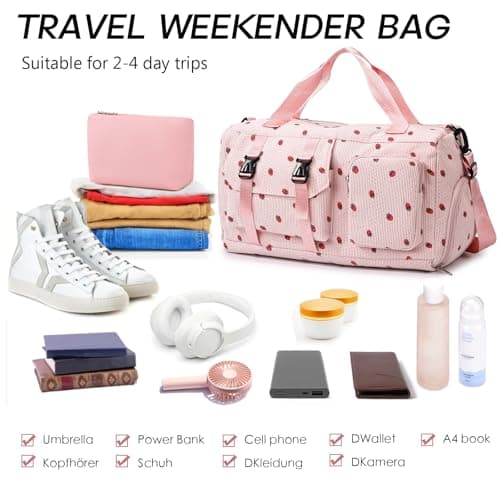 unisoul Corduroy Sports Gym Bag for Women Girls with Shoes Compartment — view 5