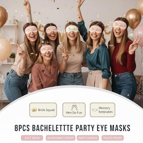 Gaomumu 8PCS Bachelorette Party Favors Soft Sleep Eye Masks, Silk Adjustable Eye Cover, Sleeping Relaxing Blinder,Suitable for Wedding Parties, Engagement Parties, Bachelorette Party — view 6