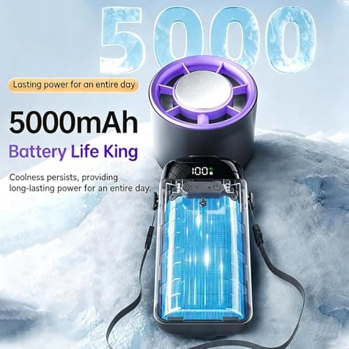 Jsdoin Portable Handheld Fan, Turbo Hand Held USB Rechargeable Fans with 5 Gear High Speeds, Battery Operated Mini Fan Foldable Desk Desktop LED Display for Home Office Outdoor Travels (Grey) — view 3